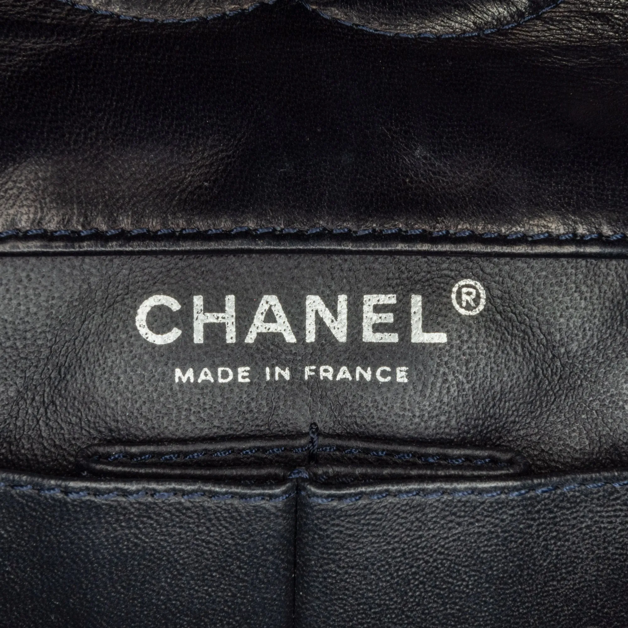 Blue Chanel Medium Classic Canvas Sequin Stripes Double Flap Shoulder Bag