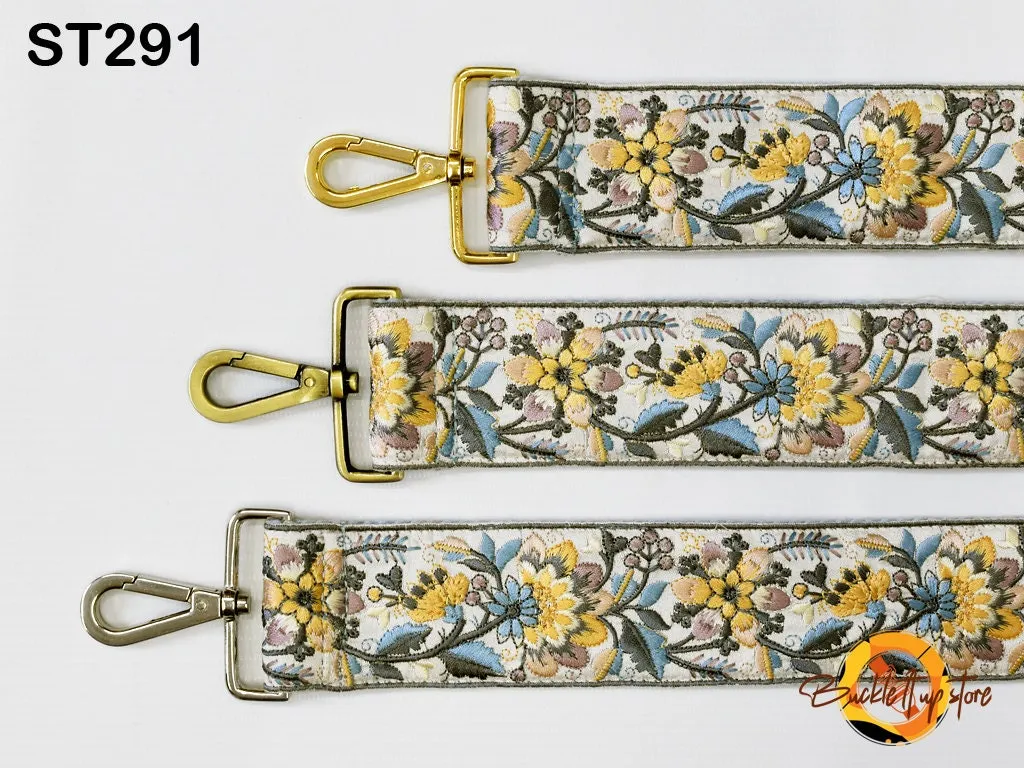 Blue Embroidery Replacement Purse Strap Crossbody Strap for Purses Floral Embroidered Bag Strap Boho Guitar Strap Handbag Strap Gift for her
