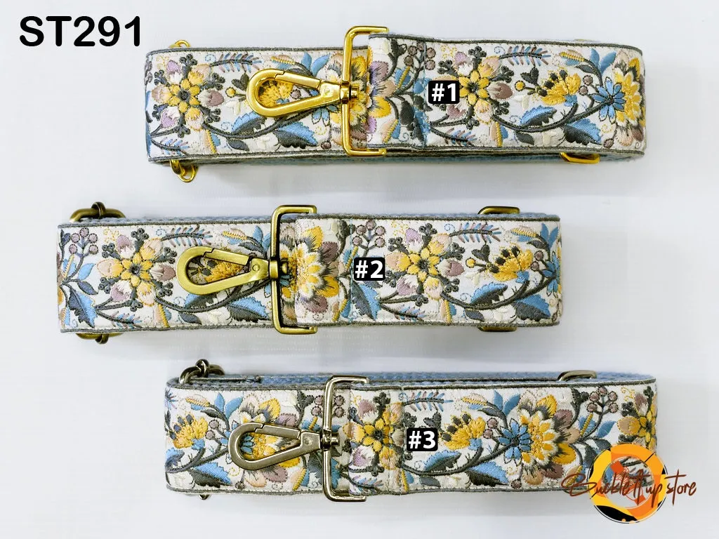 Blue Embroidery Replacement Purse Strap Crossbody Strap for Purses Floral Embroidered Bag Strap Boho Guitar Strap Handbag Strap Gift for her