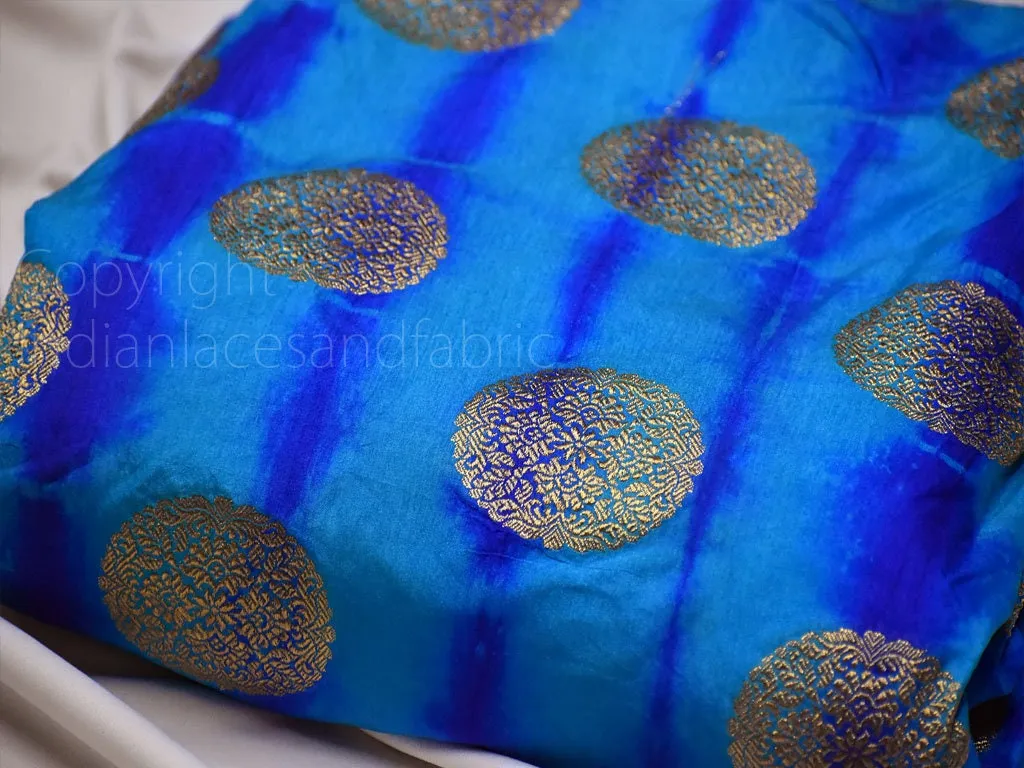 Blue Lehenga Skirt Banaras Brocade Fabric by the yard Bridal Wedding Dresses Banarasi for Drapery Cushion Covers Saree Blouses Home Décor