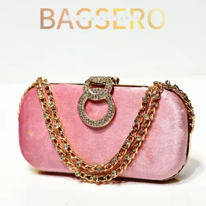 Blush Glamour Velvet Clutch