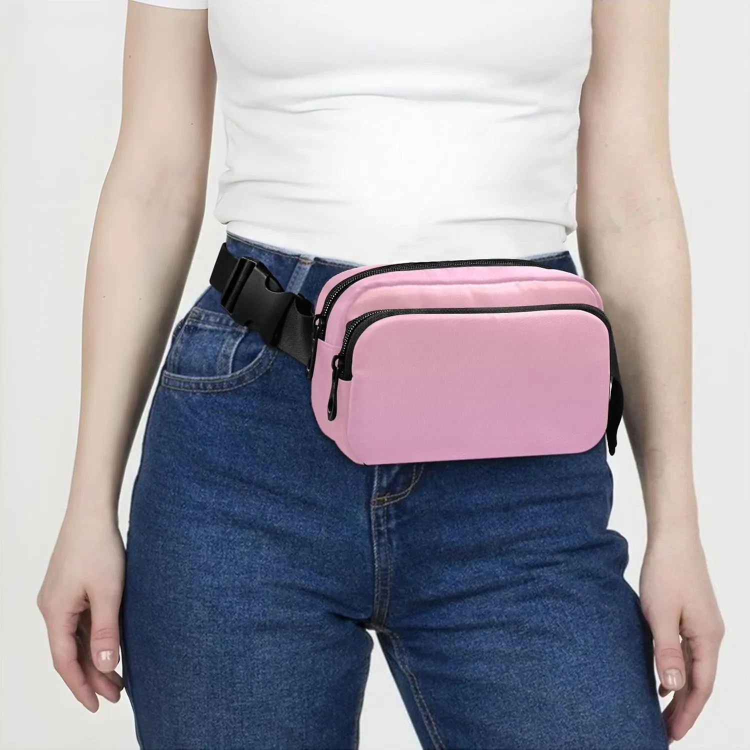 Blush Pink Pearl Gradient Fanny Packs Women Waterproof Hip Pack Belt Pouch Cute Crossbody Waist Pack