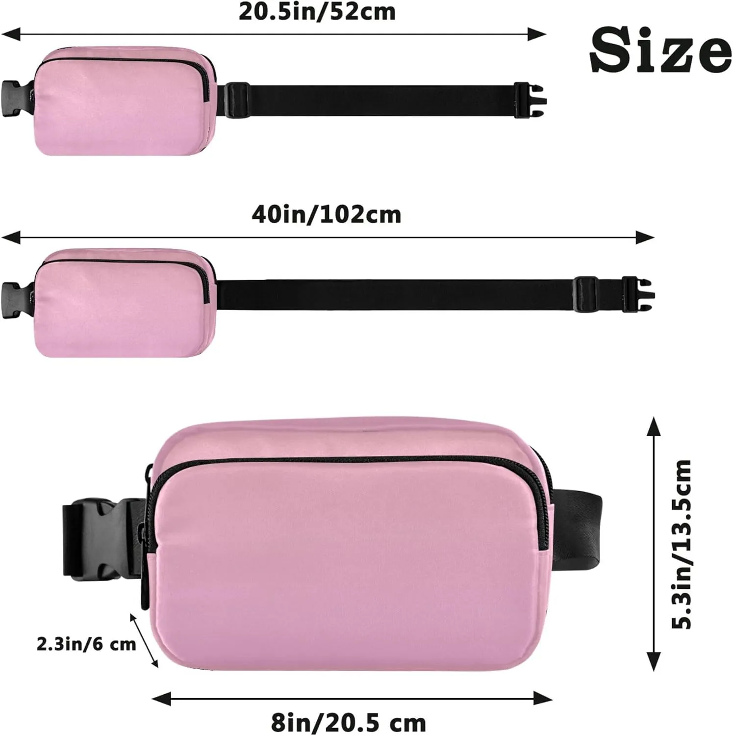 Blush Pink Pearl Gradient Fanny Packs Women Waterproof Hip Pack Belt Pouch Cute Crossbody Waist Pack