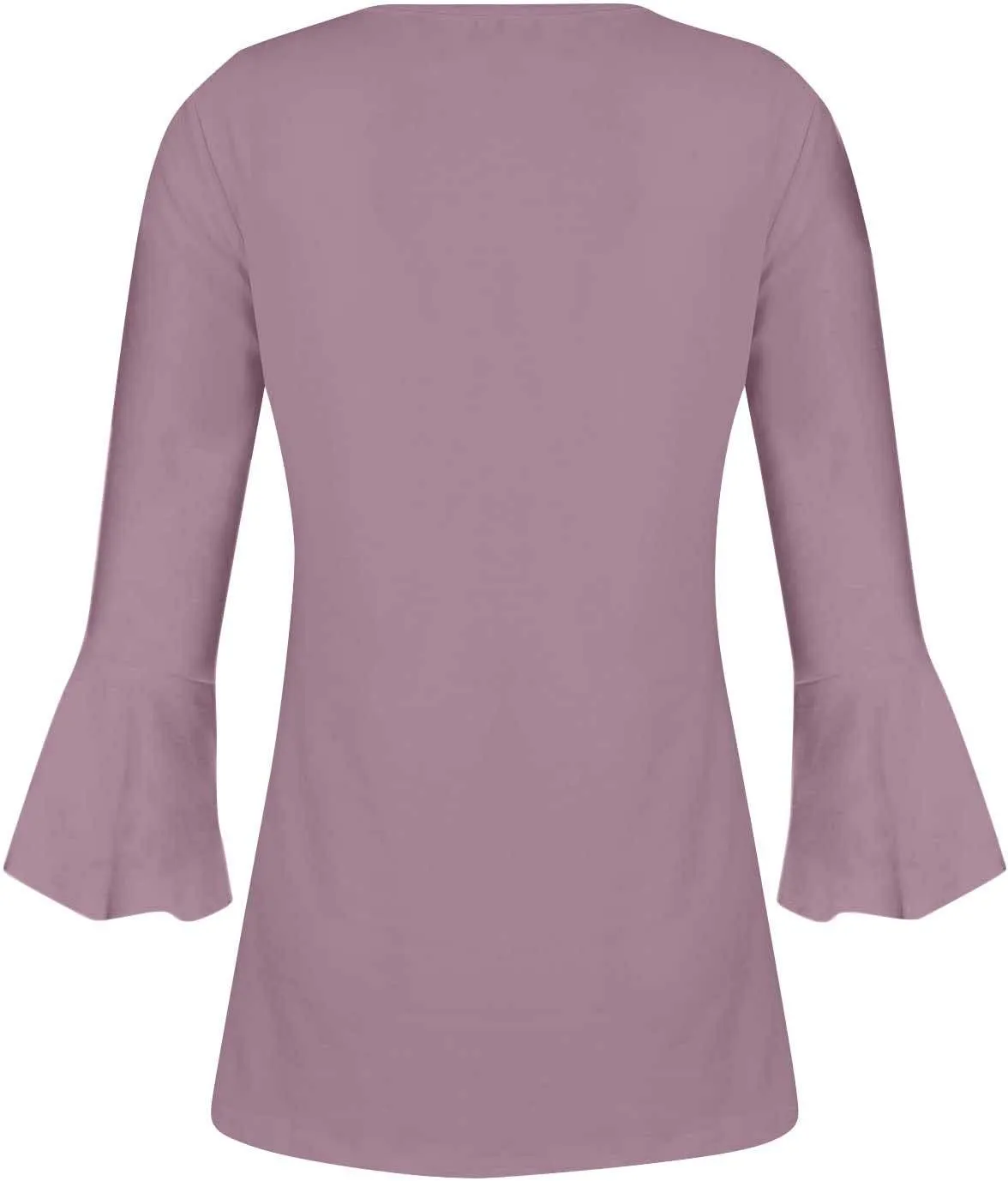 Boho Tops for Women Fall Solid Button Down Empire Waist Pleated Shirts V-Neck Fashion 3/4 Sleeve Vintage Flowy Blouse