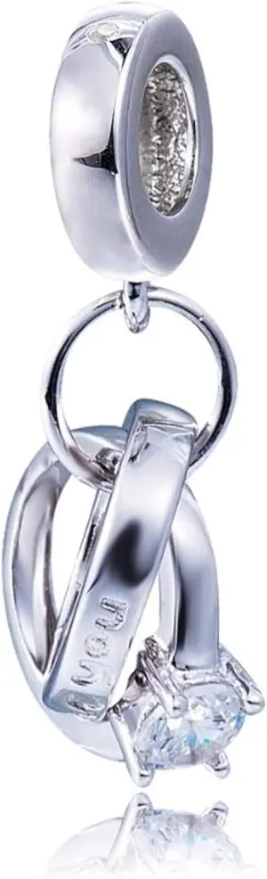 Bolenvi Wedding Engagement Rings Dangle Pendant Charm, Sterling Silver Multi Open Clasp Clip On Bead, Compatible with Pandora & Similar Charm Bracelets, Necklaces & DIY Jewelry, Timeless Love Keepsake