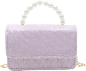 BOLLEY JOSS Kids Sequin Mini Purse Little Girls Shiny Handbag with Pearl Handle Gold Chain Cute Toddlers Crossbody Purses