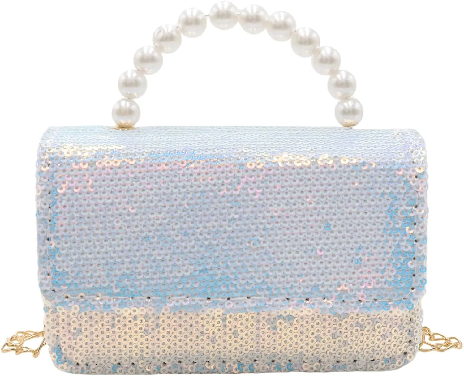 BOLLEY JOSS Kids Sequin Mini Purse Little Girls Shiny Handbag with Pearl Handle Gold Chain Cute Toddlers Crossbody Purses
