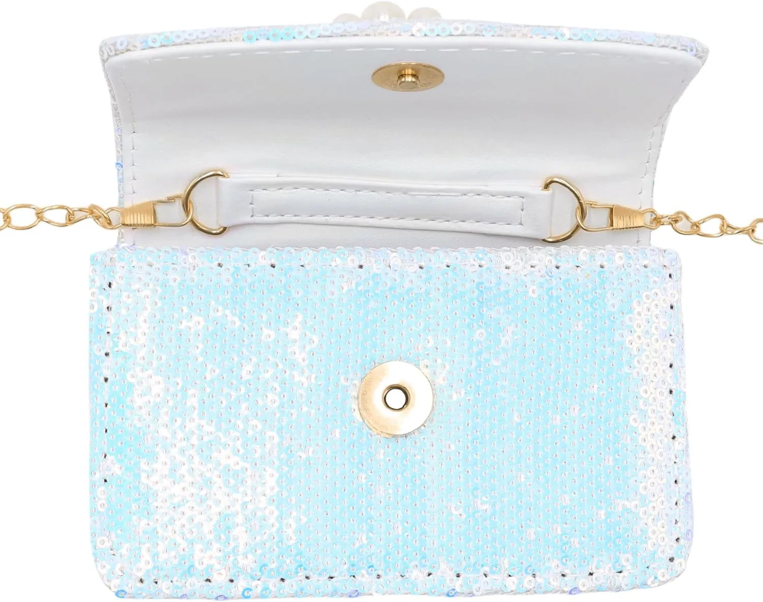 BOLLEY JOSS Kids Sequin Mini Purse Little Girls Shiny Handbag with Pearl Handle Gold Chain Cute Toddlers Crossbody Purses