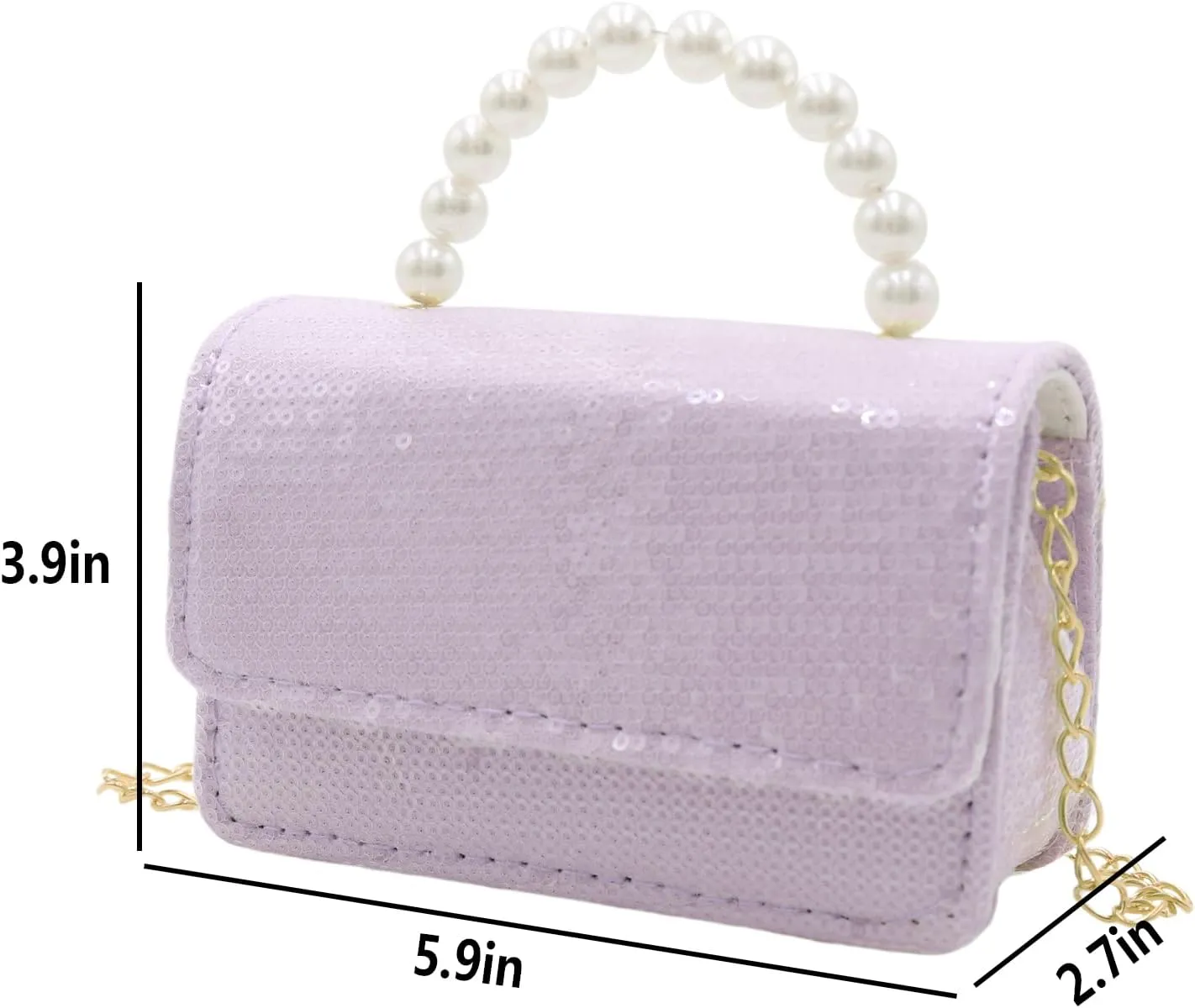 BOLLEY JOSS Kids Sequin Mini Purse Little Girls Shiny Handbag with Pearl Handle Gold Chain Cute Toddlers Crossbody Purses