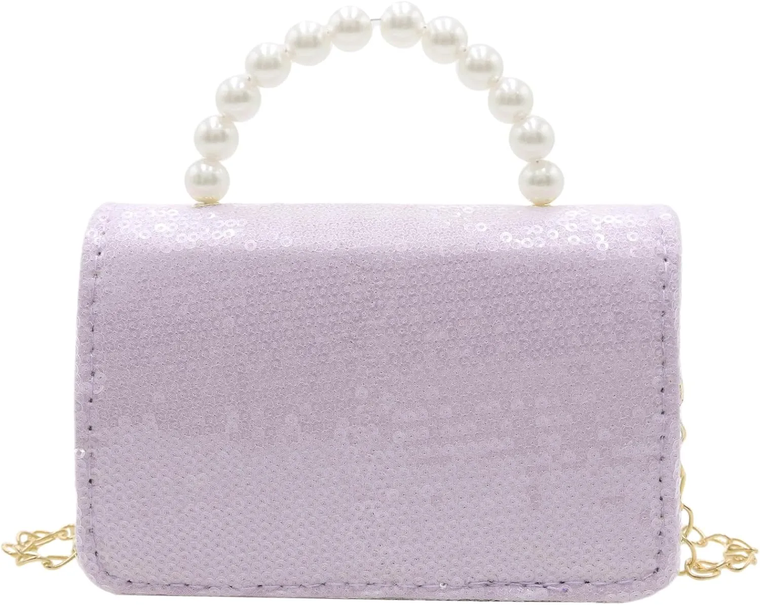 BOLLEY JOSS Kids Sequin Mini Purse Little Girls Shiny Handbag with Pearl Handle Gold Chain Cute Toddlers Crossbody Purses