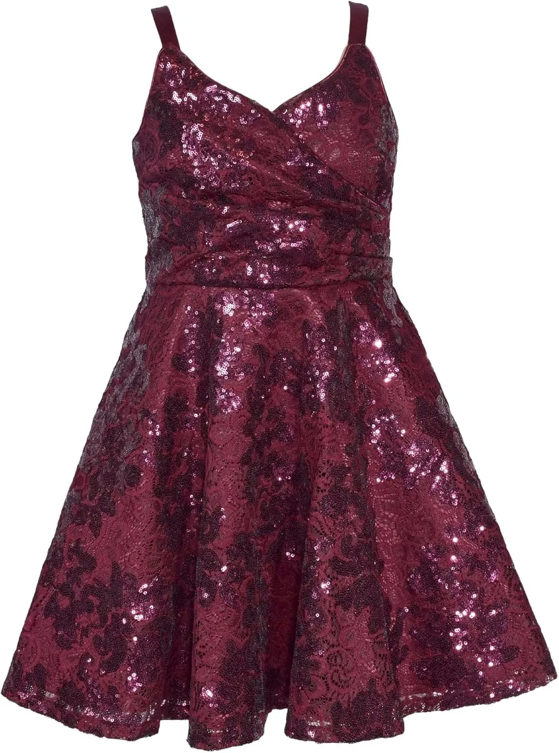 Bonnie Jean Girls 7-16 Sequin Lace Surplice Holiday Party Dress