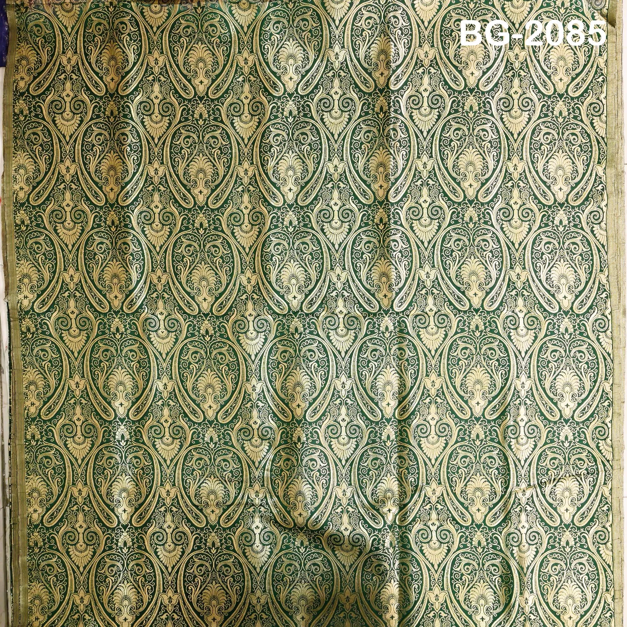 Bottle Green Indian Brocade Fabric by the Yard Banarasi Lehenga Wedding Dresses Saree Fabric Sewing Crafting Home Decor Table Runner Drapery