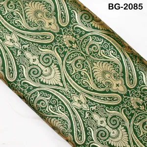 Bottle Green Indian Brocade Fabric by the Yard Banarasi Lehenga Wedding Dresses Saree Fabric Sewing Crafting Home Decor Table Runner Drapery