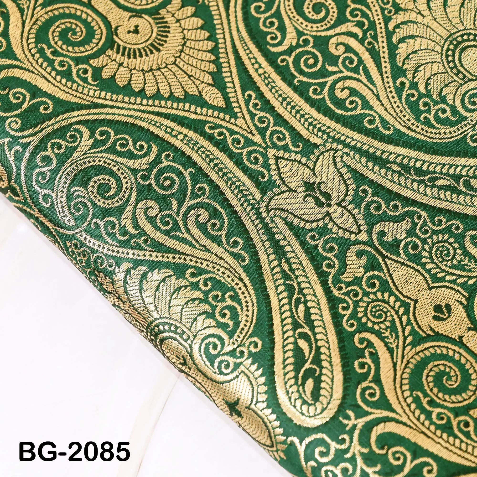 Bottle Green Indian Brocade Fabric by the Yard Banarasi Lehenga Wedding Dresses Saree Fabric Sewing Crafting Home Decor Table Runner Drapery
