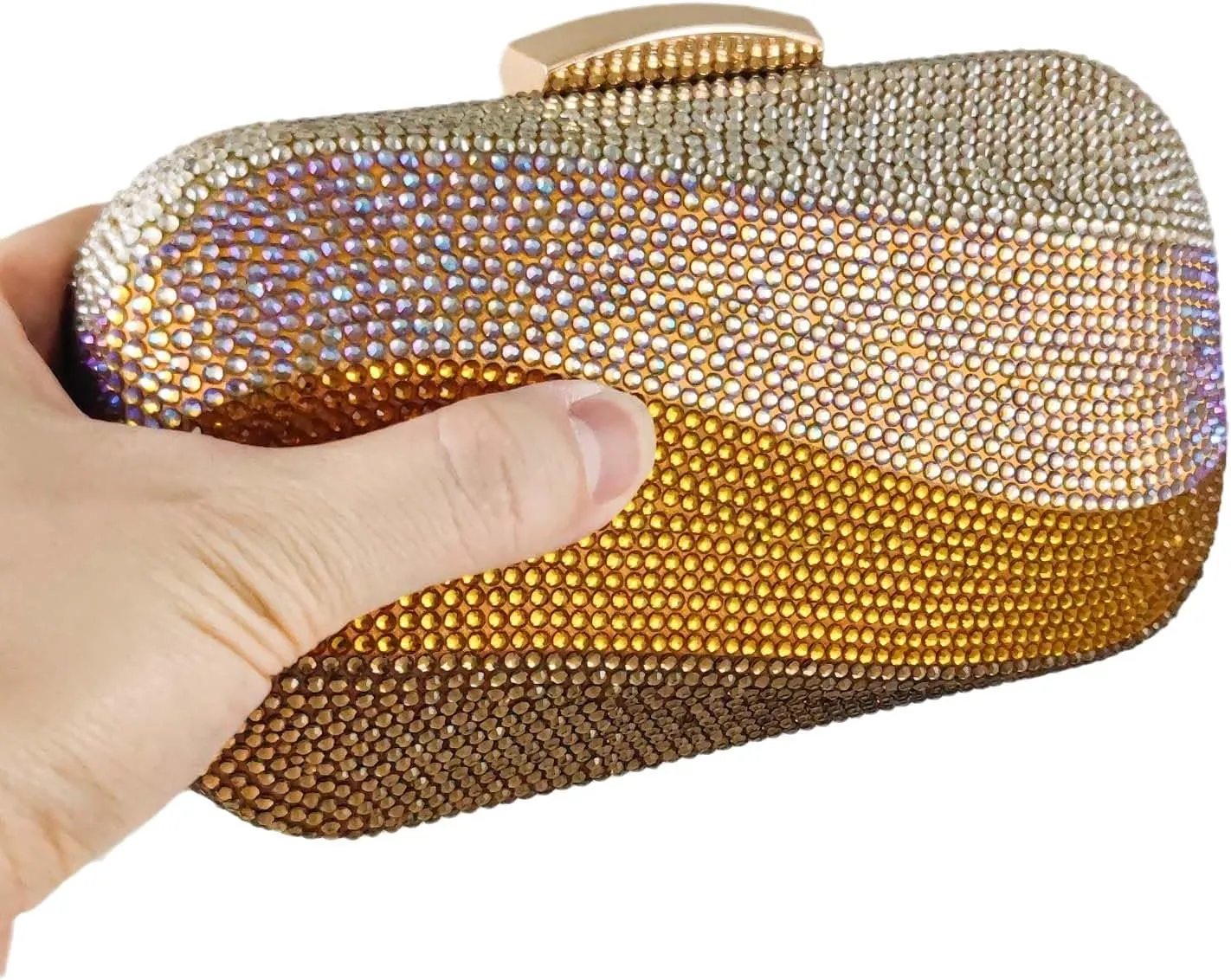 Boutique De FGG Sea Wave Luxury Crystal Clutch Evening Bags for Women Colorful Rhinestone Wedding Handbags and Purses