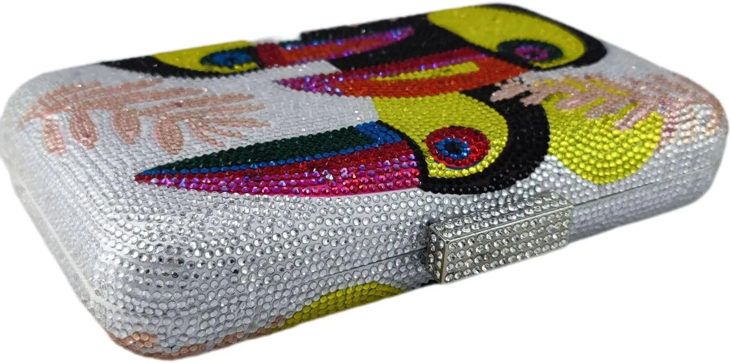 Boutique De FGG Toucan Bird Crystal Clutch Purses for Women Evening Minaudiere Handbags Party Rhinestone Clutch Bag,Mini