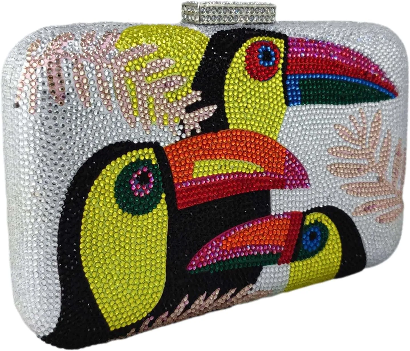 Boutique De FGG Toucan Bird Crystal Clutch Purses for Women Evening Minaudiere Handbags Party Rhinestone Clutch Bag,Mini