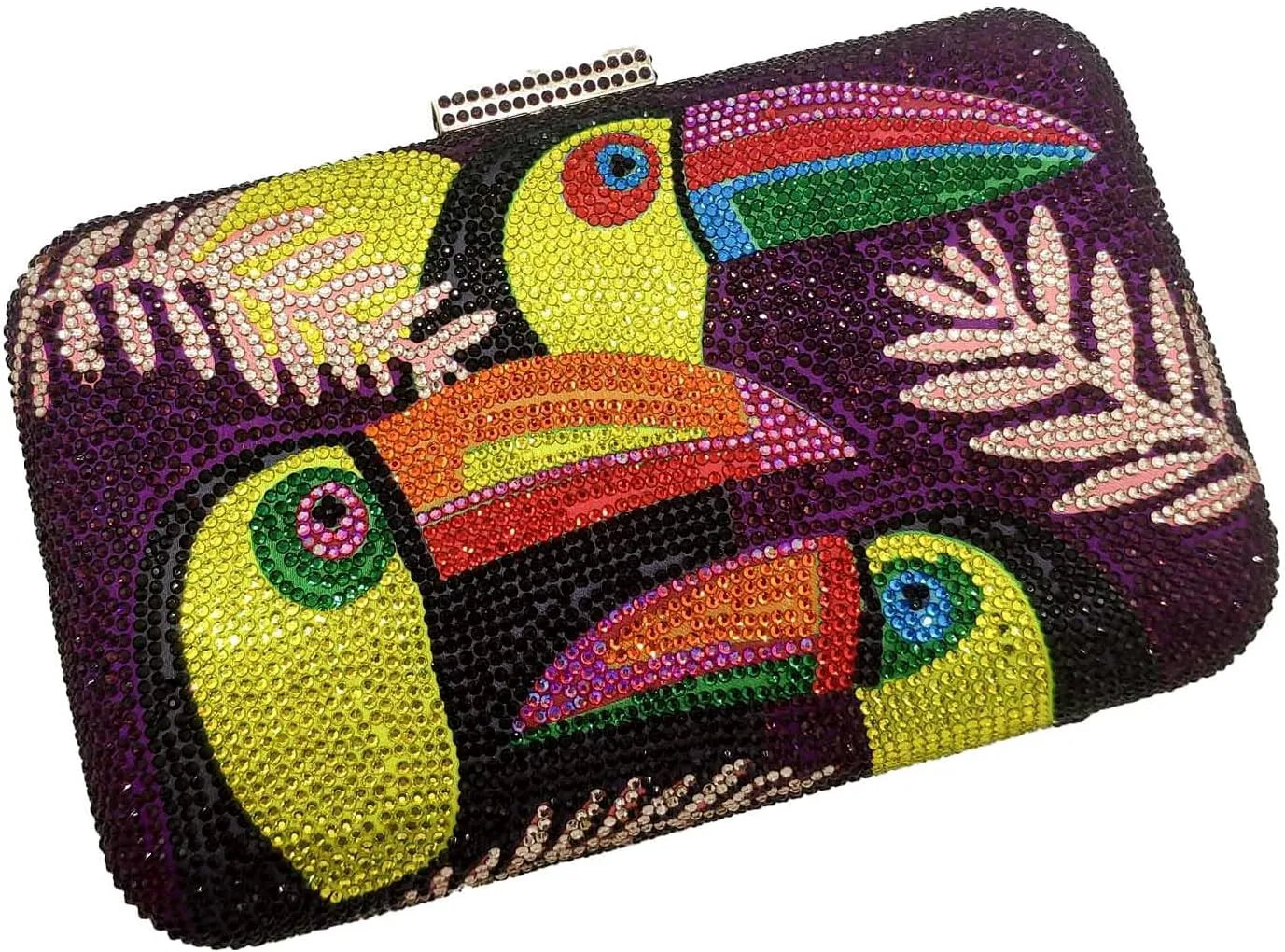 Boutique De FGG Toucan Bird Crystal Clutch Purses for Women Evening Minaudiere Handbags Party Rhinestone Clutch Bag,Mini