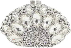 Boutique De FGG Women Peacock Clutch Crystal Evening Bags Bridal Wedding Rhinestone Handbags Cocktail Purse