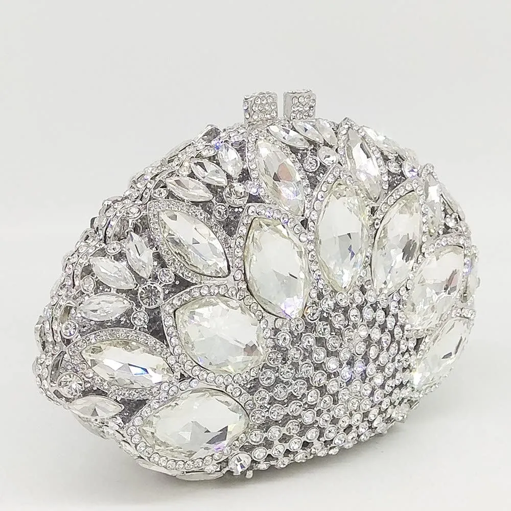 Boutique De FGG Women Peacock Clutch Crystal Evening Bags Bridal Wedding Rhinestone Handbags Cocktail Purse