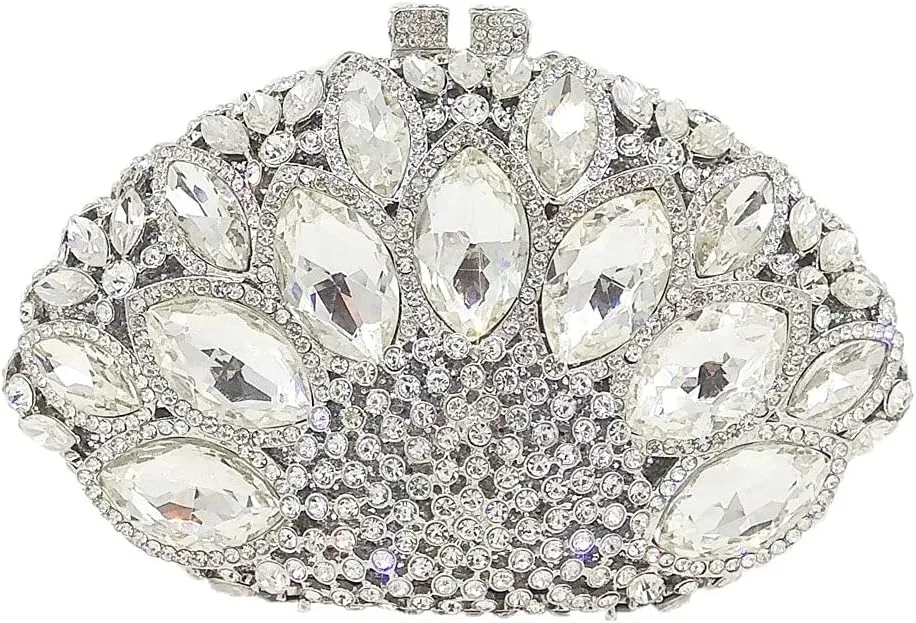 Boutique De FGG Women Peacock Clutch Crystal Evening Bags Bridal Wedding Rhinestone Handbags Cocktail Purse