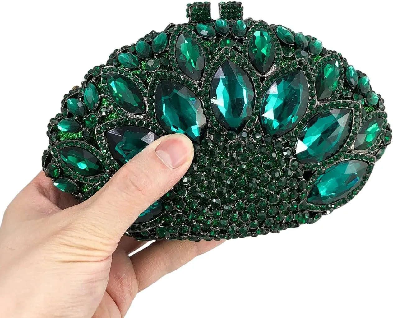 Boutique De FGG Women Peacock Clutch Crystal Evening Bags Bridal Wedding Rhinestone Handbags Cocktail Purse