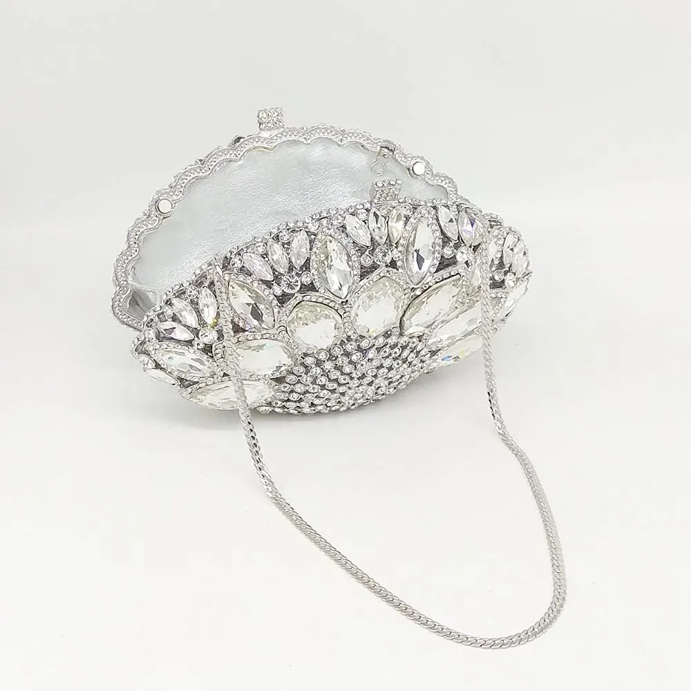 Boutique De FGG Women Peacock Clutch Crystal Evening Bags Bridal Wedding Rhinestone Handbags Cocktail Purse