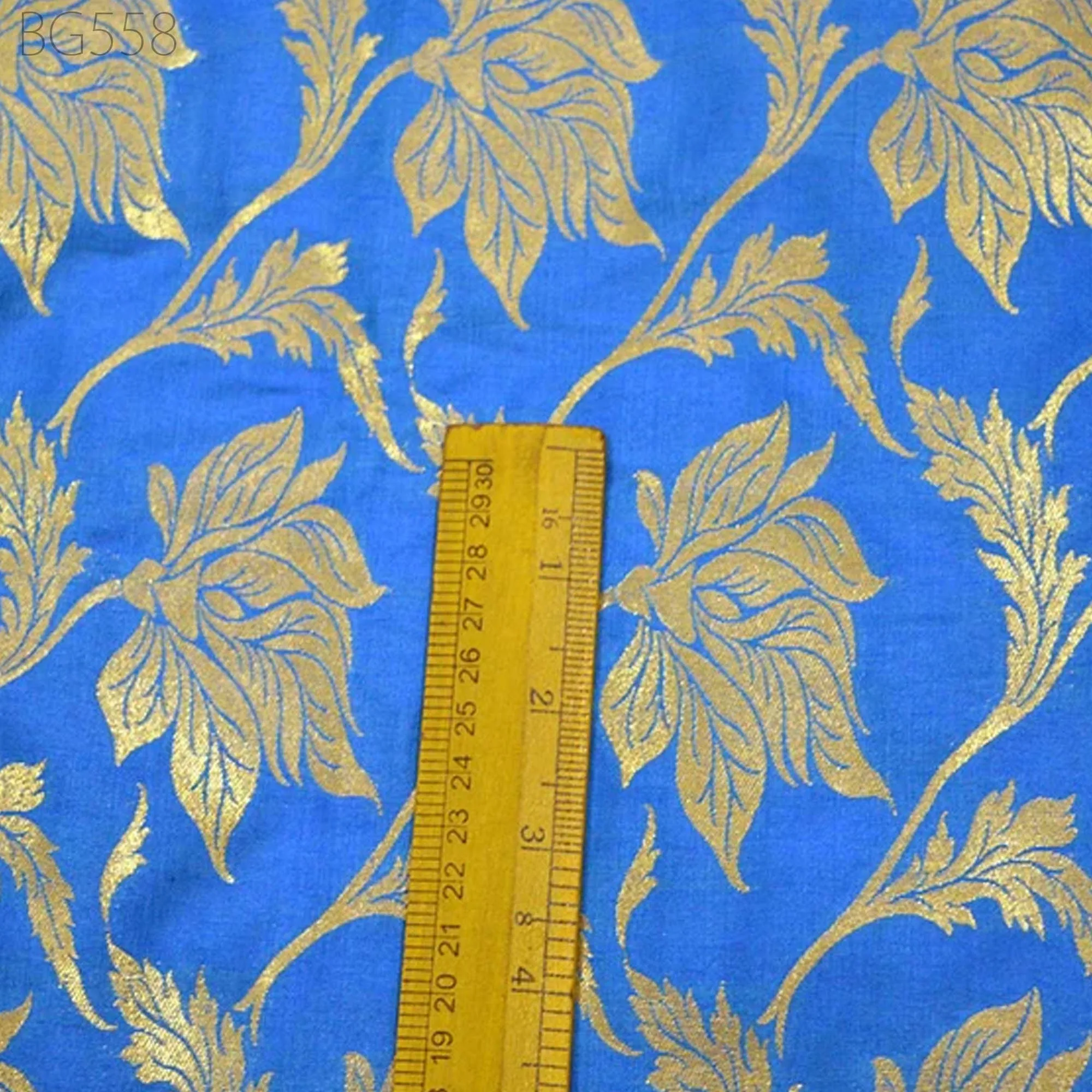 Bridal Dress Fabric Brocade by the yard in Blue Banarasi Blended Silk For lehenga Crafting Costume Dress Material Wedding Dress Fabric