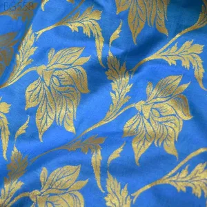 Bridal Dress Fabric Brocade by the yard in Blue Banarasi Blended Silk For lehenga Crafting Costume Dress Material Wedding Dress Fabric