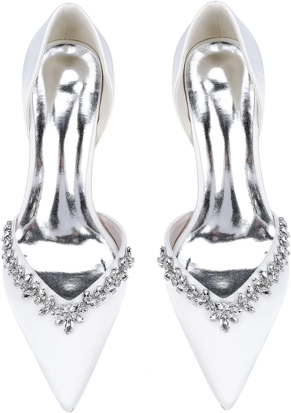 Bride Wedding Pointed Toe Closed Toe 8.5CM Chunky Heels for Women Slip on Rhinestones Pumps Comfortable Dress Shoes for Prom Work Sandals Bridesmaid