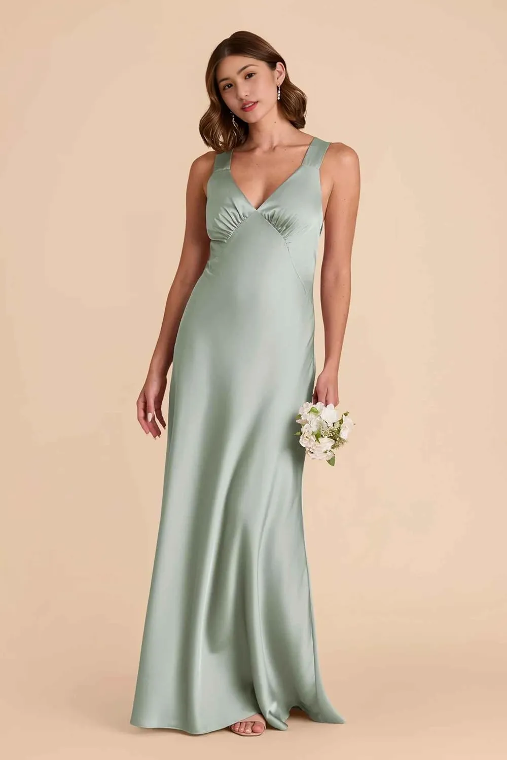 Bridemaid Dresses Spaghetti Strap v-Neck Marmaid Floor Length Dresses for Women Formal