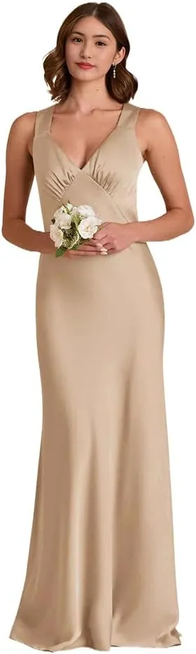 Bridemaid Dresses Spaghetti Strap v-Neck Marmaid Floor Length Dresses for Women Formal