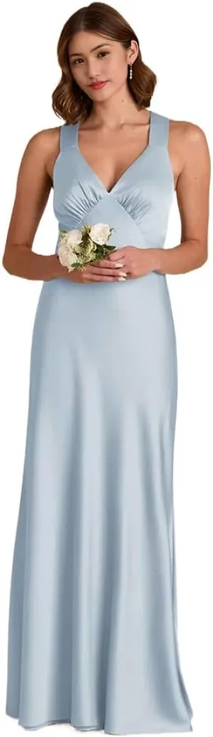 Bridemaid Dresses Spaghetti Strap v-Neck Marmaid Floor Length Dresses for Women Formal