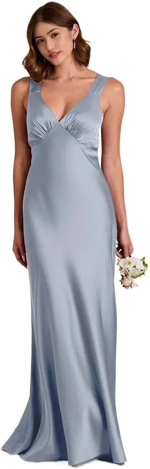 Bridemaid Dresses Spaghetti Strap v-Neck Marmaid Floor Length Dresses for Women Formal