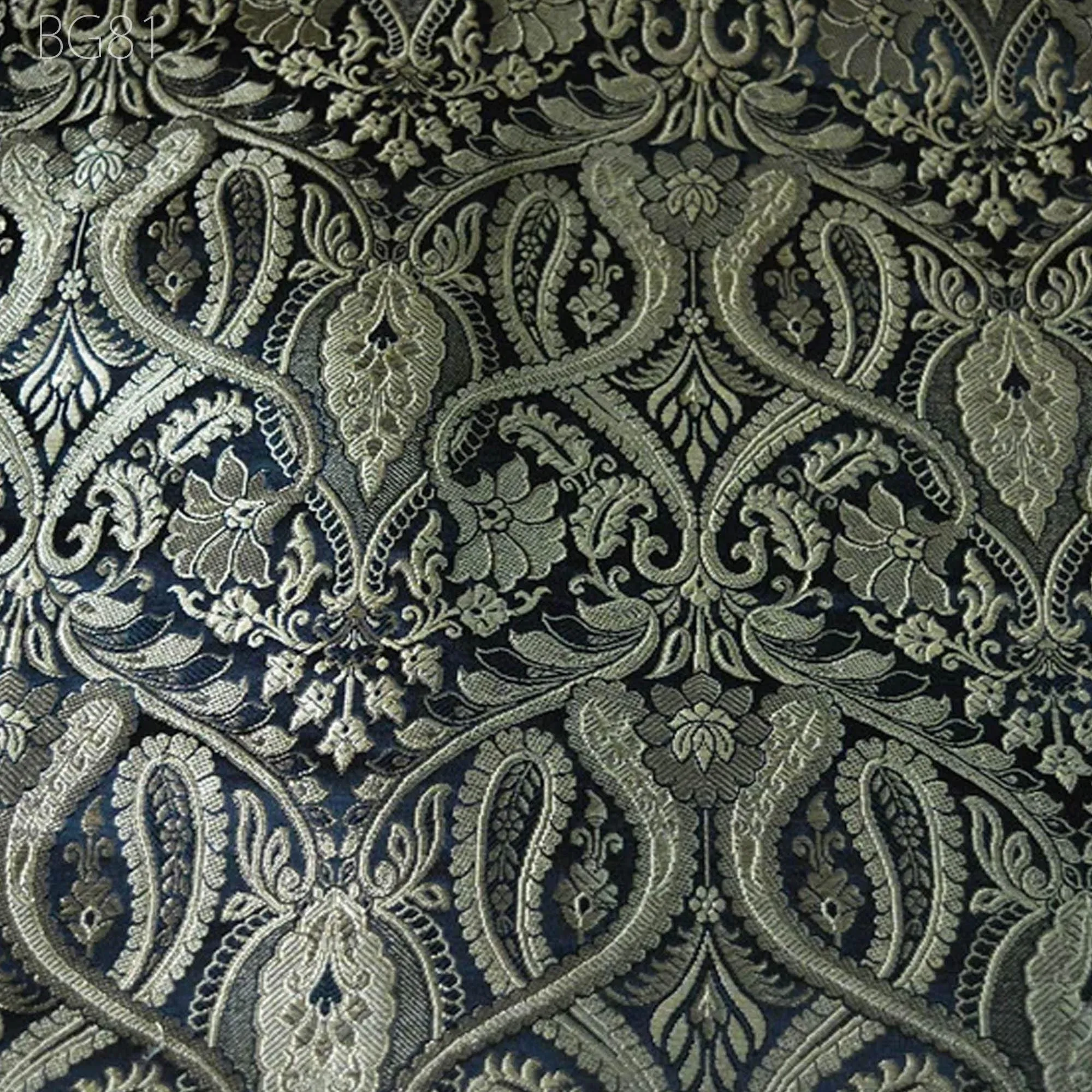 Brocade Black and Gold Floral Weaving Fabric Banarasi Indian Wedding Dress by the Yard Fabric clutches Cushion Cover Home decor Brocade