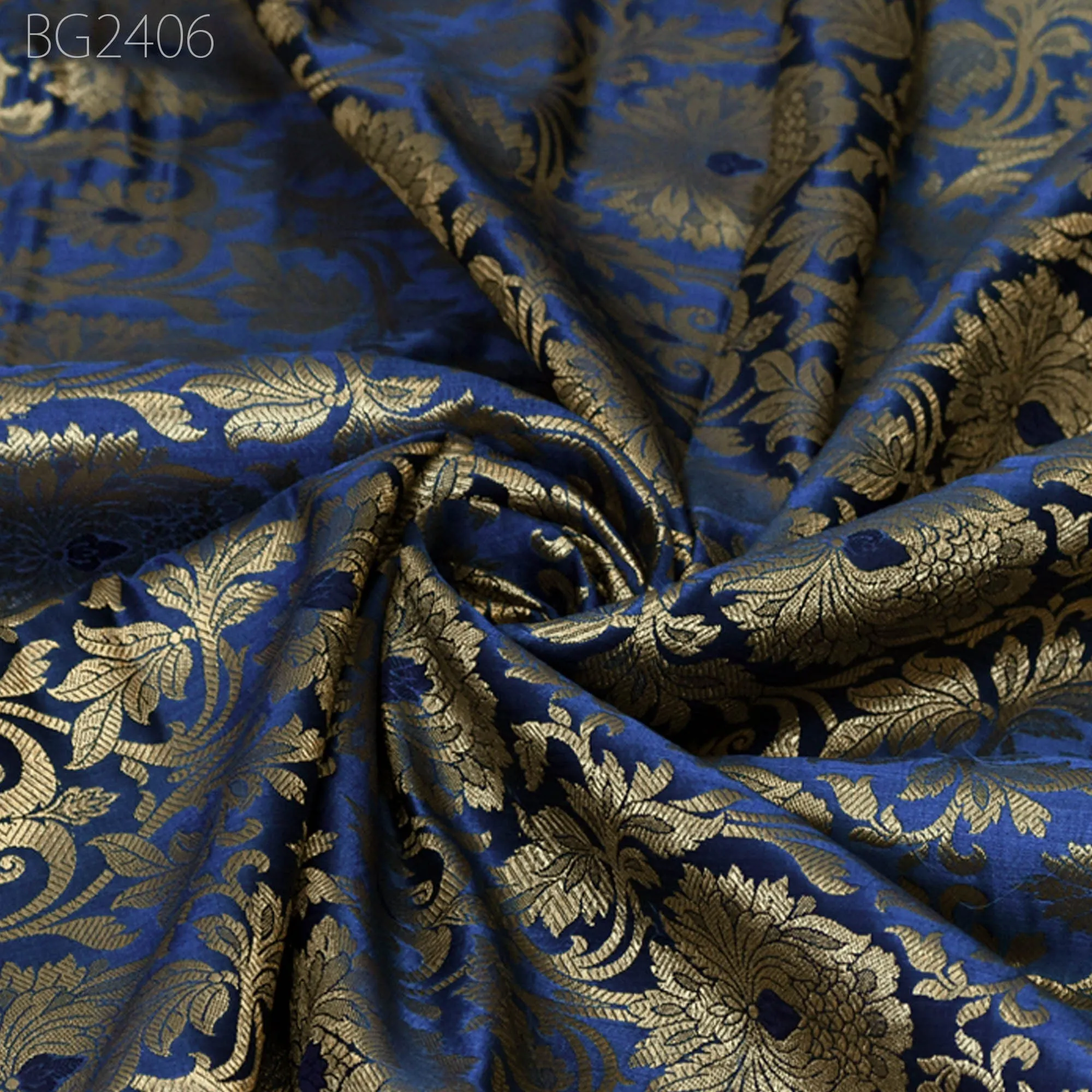 Brocade by the Yard Indian Fabric Gold Banarasi Dress material for Wedding Dresses Costumes lehnga Blended Sewing Crafting Curtains