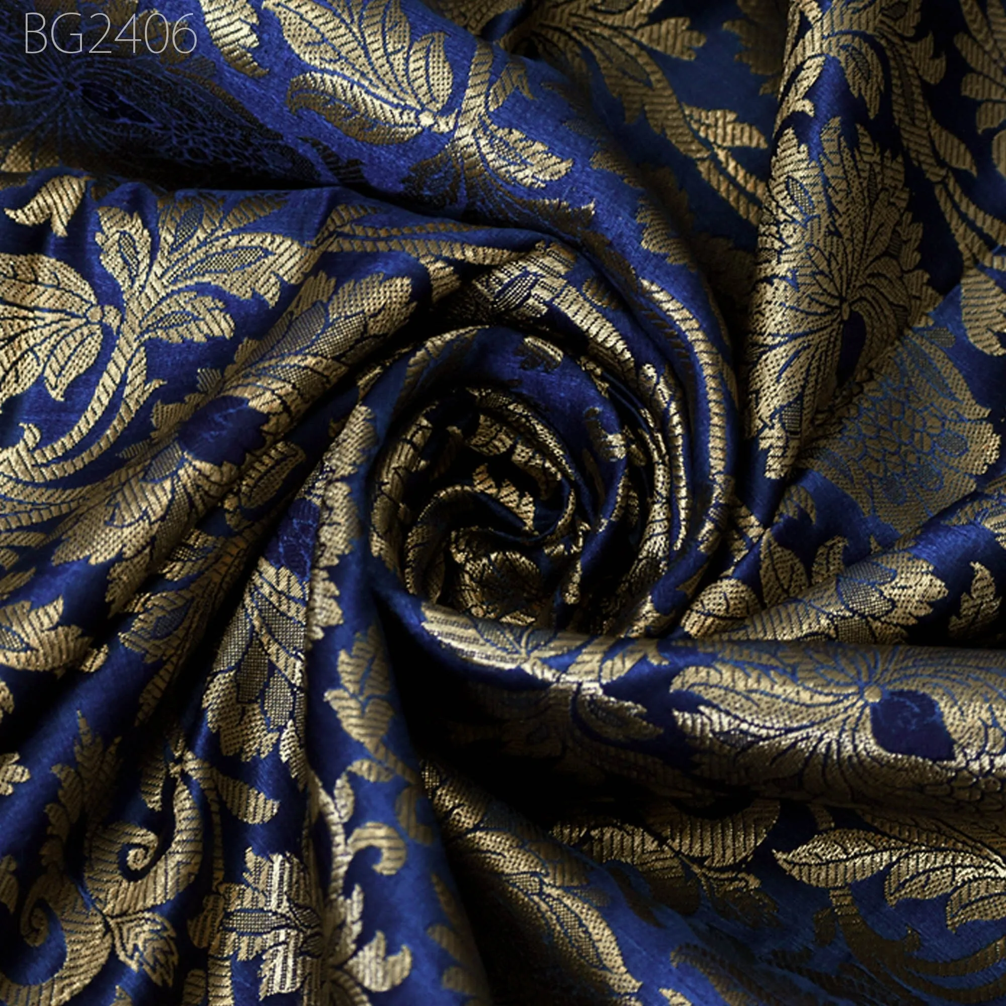 Brocade by the Yard Indian Fabric Gold Banarasi Dress material for Wedding Dresses Costumes lehnga Blended Sewing Crafting Curtains