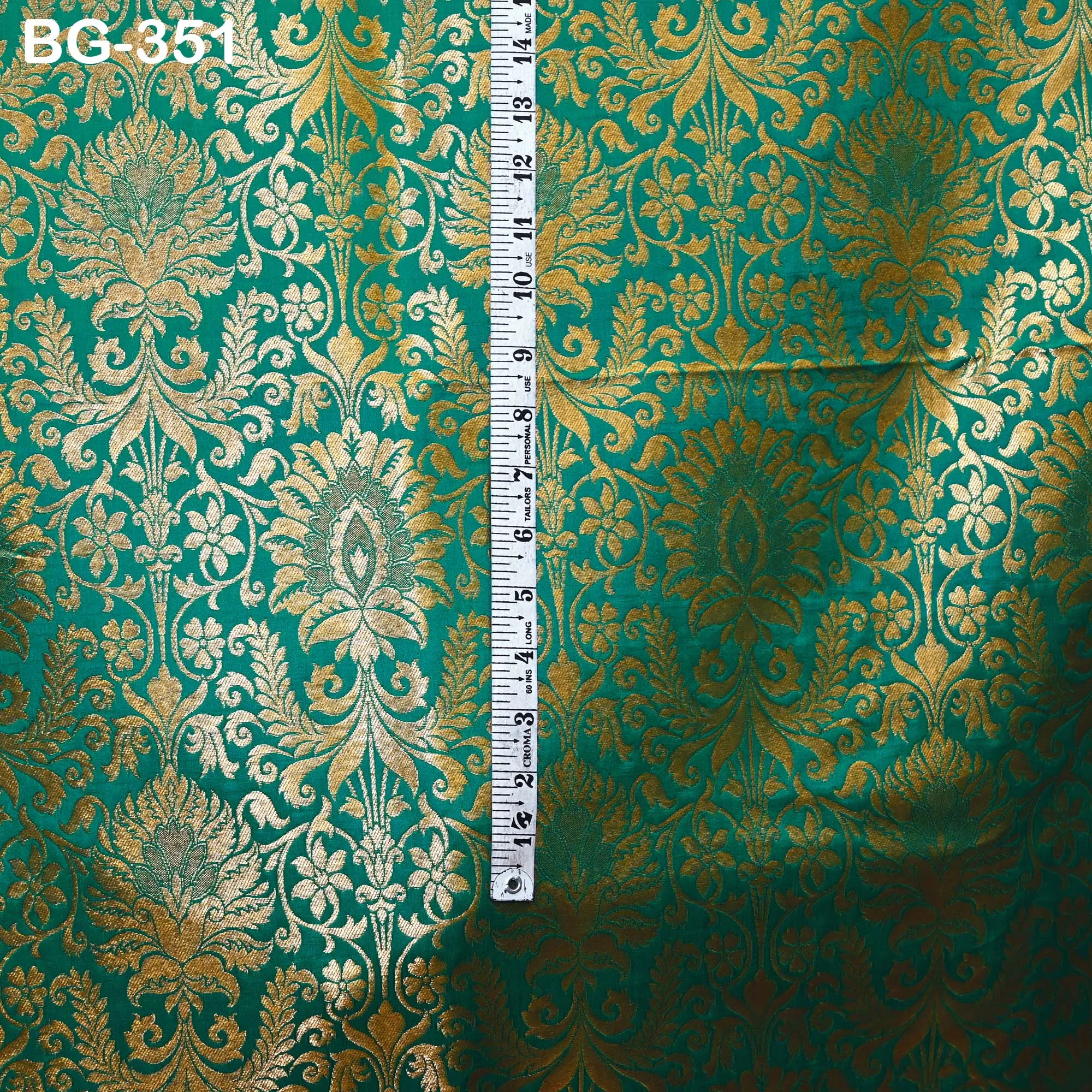 Brocade Fabric Sea Green Gold Weaving Banarasi Brocade Fabric party wear Wedding Dress Fabric Brocade fabric by the Yard