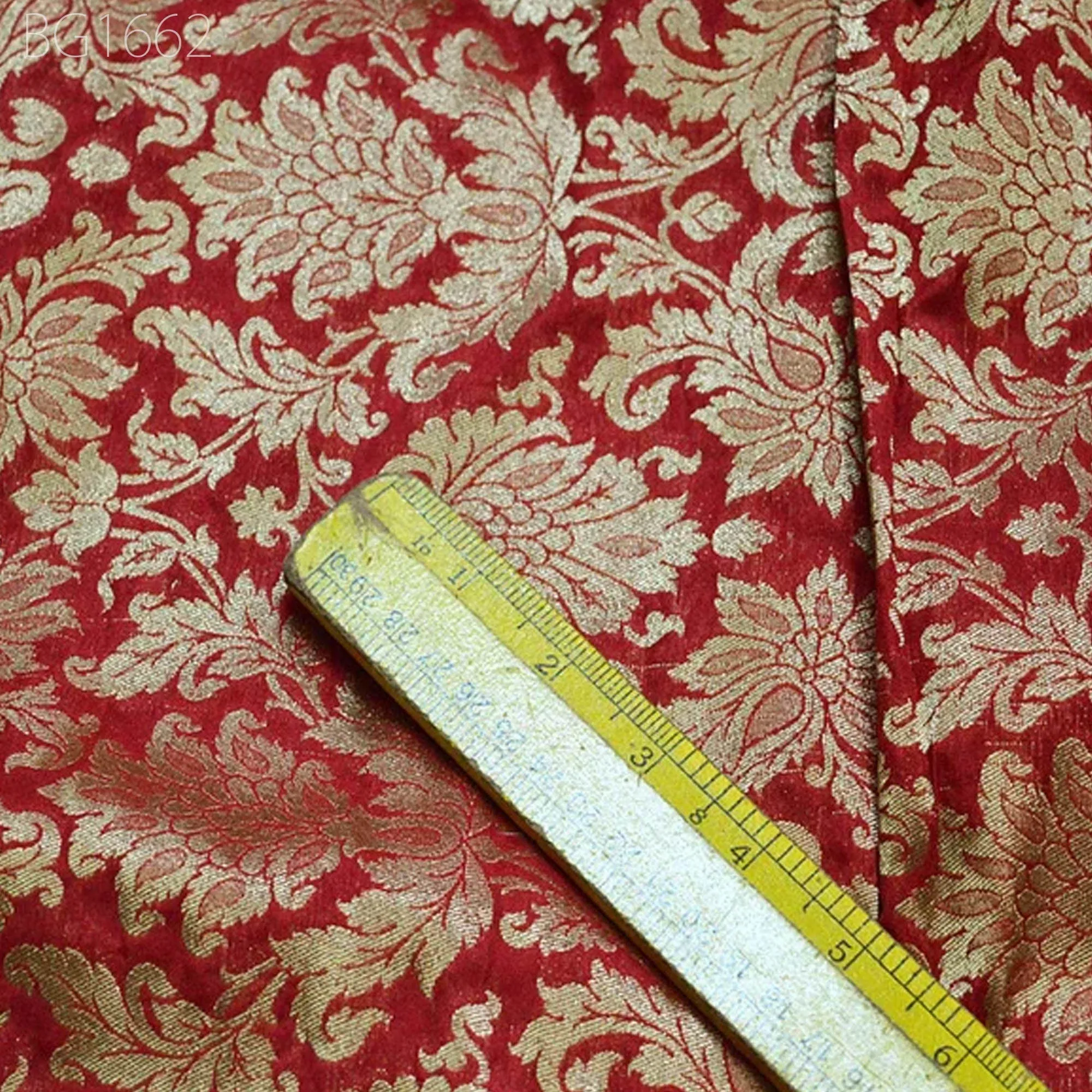 Brocade in Maroon and Gold with Motifs Indian Dresses Material Fabric Pure Banarasi Brocade Blended Silk Fabric by the Yard crafting Sewing