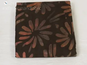 Brown Indian Saree Soft Pure Hand Printed Silk Fabric By The Yard Wedding Dresses Bridesmaid Party Costume Crafting Sewing Dupatta Scarf