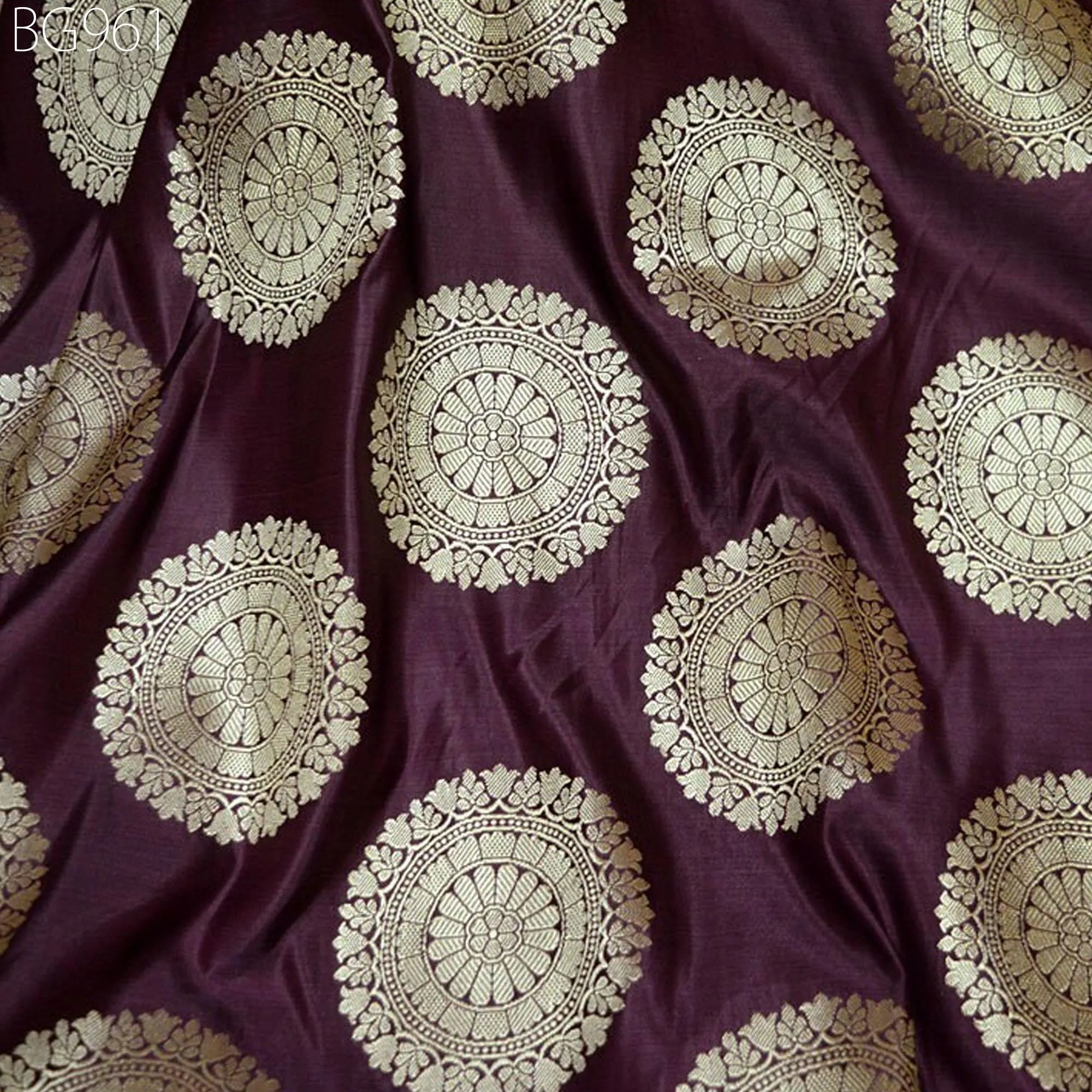 Burgundy Banarasi Brocade Fabric by the Yard Indian Wedding Dresses Blouse Home Decor Table Runner Crafting Bridal Costume Sewing Cushion