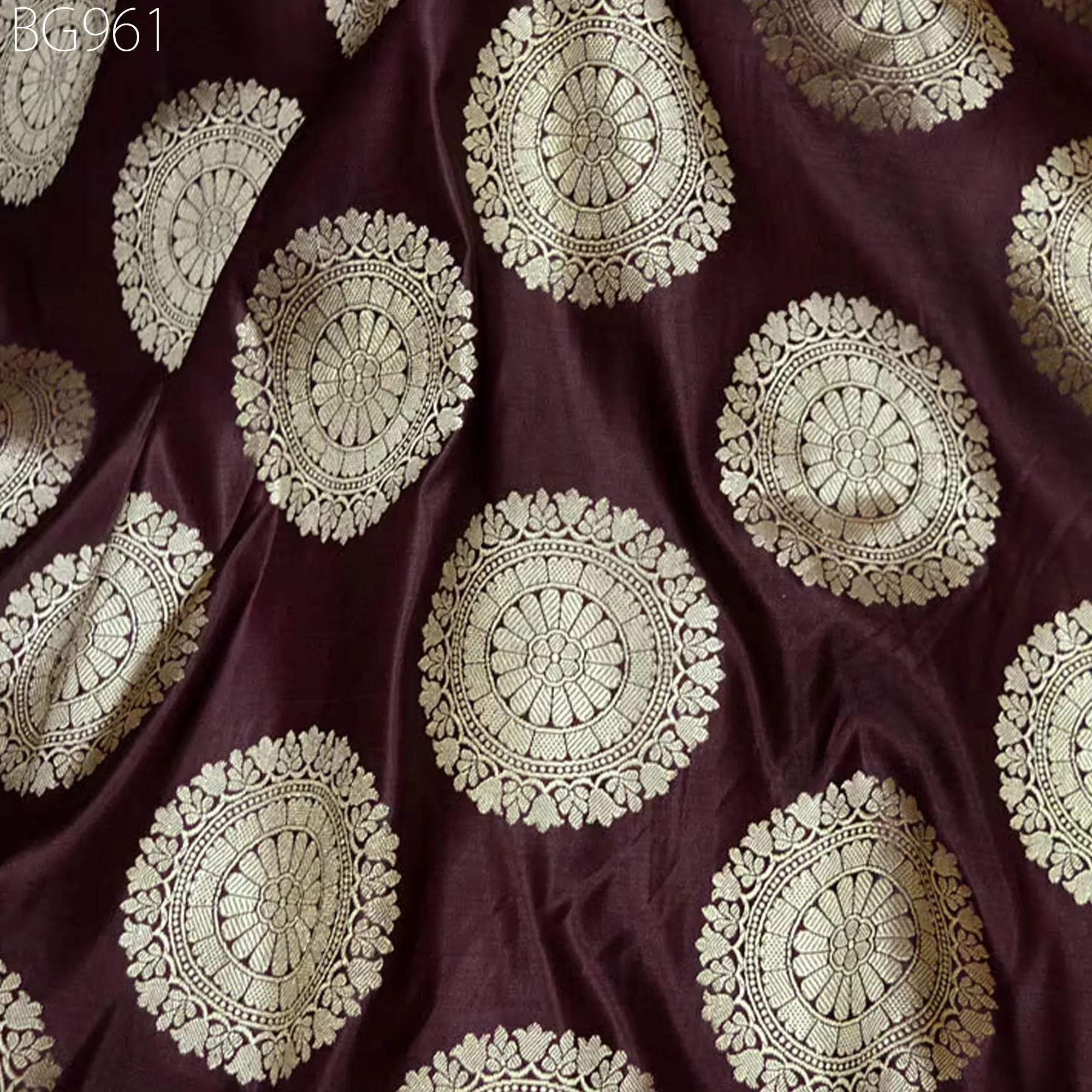 Burgundy Banarasi Brocade Fabric by the Yard Indian Wedding Dresses Blouse Home Decor Table Runner Crafting Bridal Costume Sewing Cushion