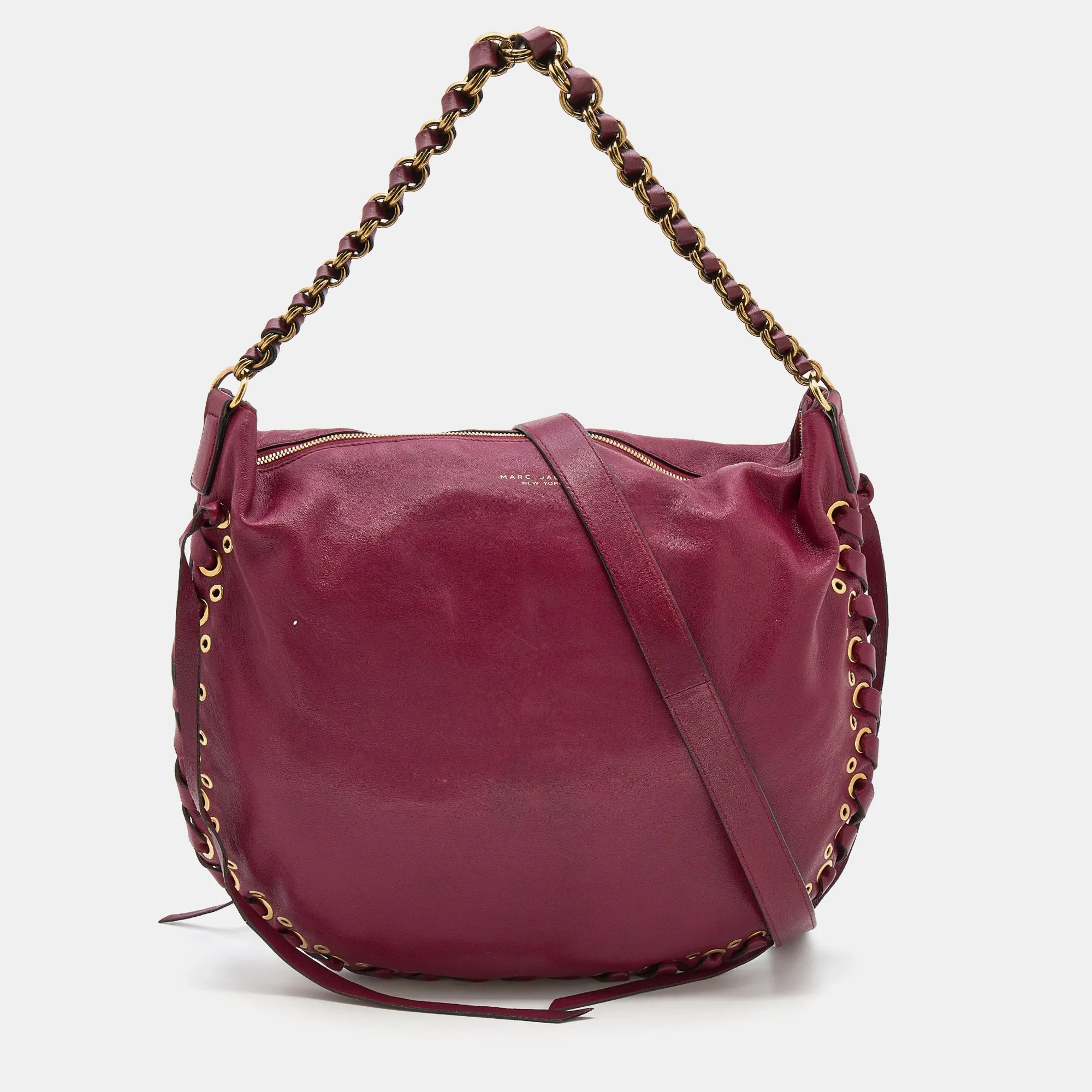 Burgundy Leather Lace Nomad Hobo