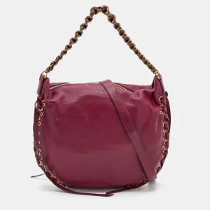 Burgundy Leather Lace Nomad Hobo