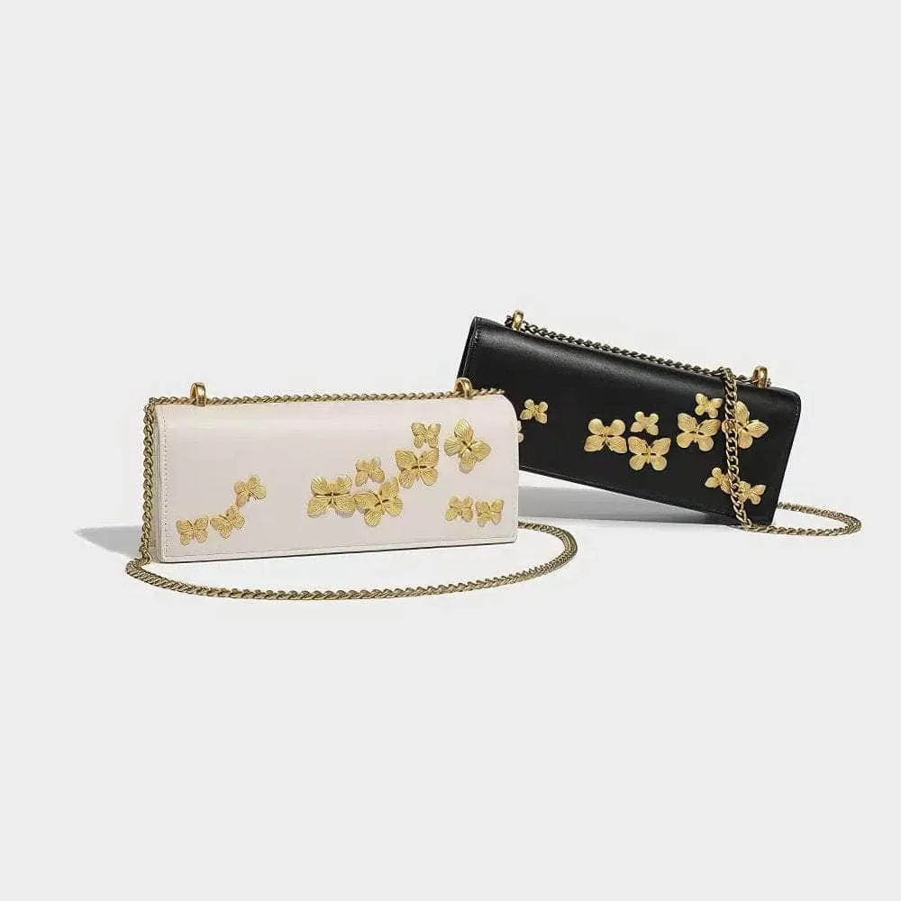 Butterfly-Embellished Crossbody Handbag