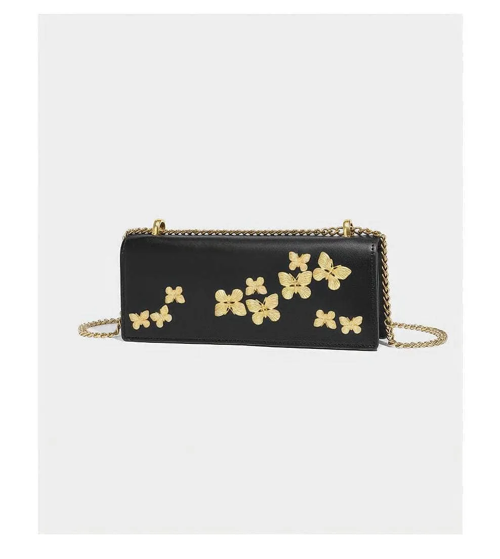 Butterfly-Embellished Crossbody Handbag