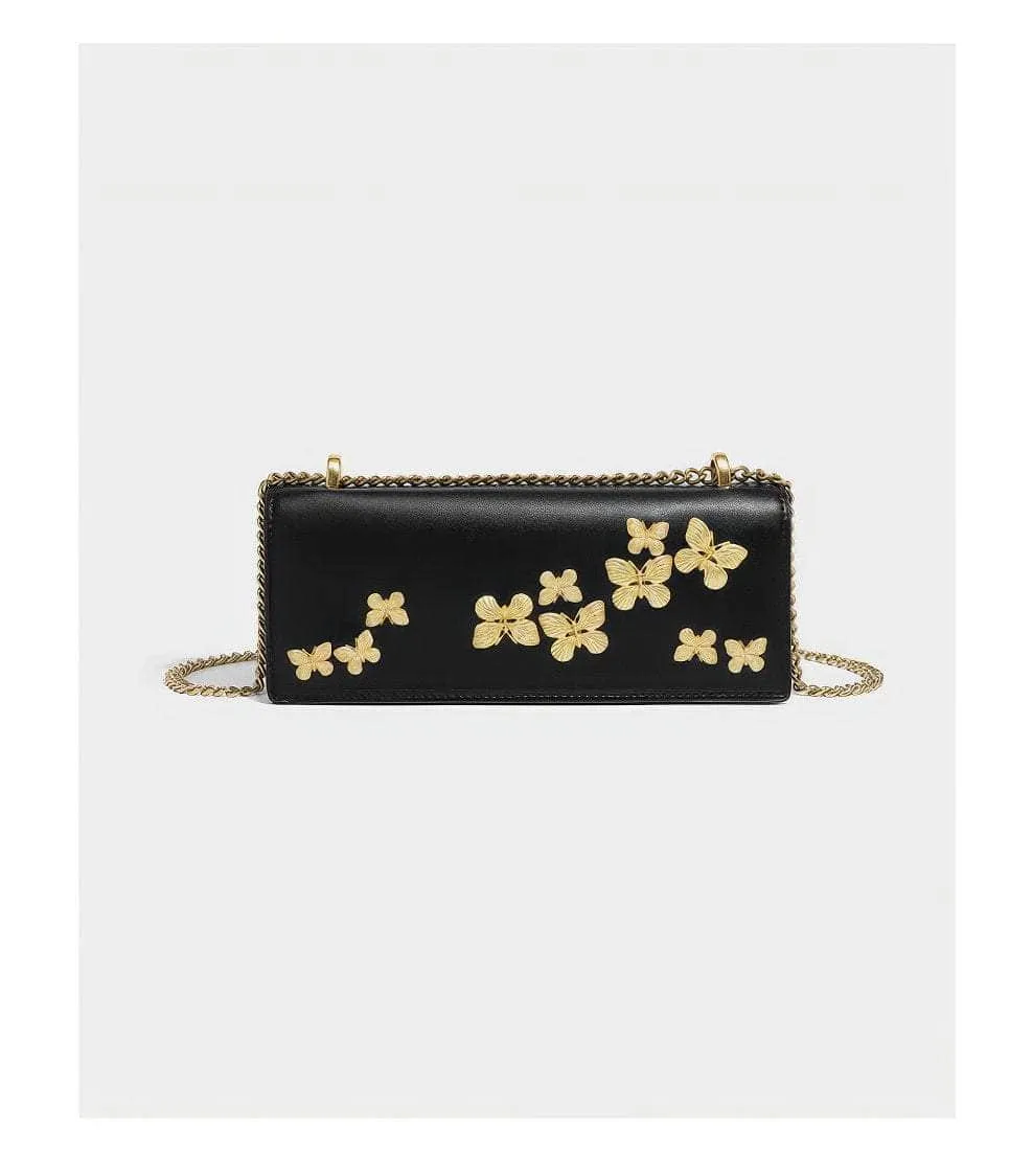 Butterfly-Embellished Crossbody Handbag