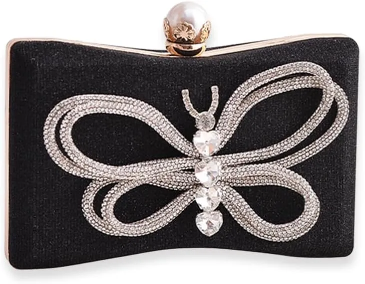 Butterfly Evening Bag Rhinestone Clutch Bag for Women Bridal Wedding Purse Crystal Handbag Sequin Shoulder Bag