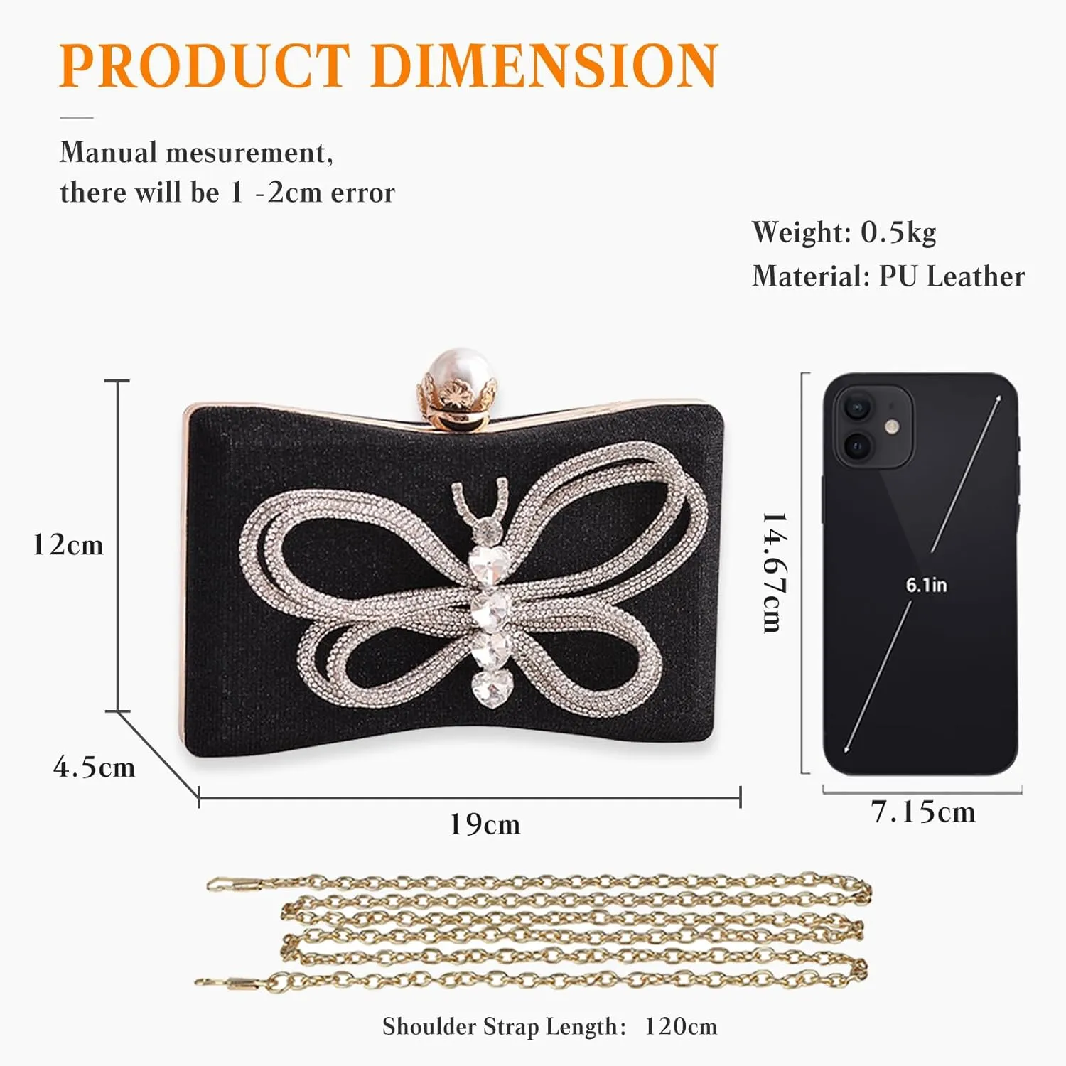 Butterfly Evening Bag Rhinestone Clutch Bag for Women Bridal Wedding Purse Crystal Handbag Sequin Shoulder Bag