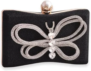 Butterfly Evening Bag Rhinestone Clutch Bag for Women Bridal Wedding Purse Crystal Handbag Sequin Shoulder Bag